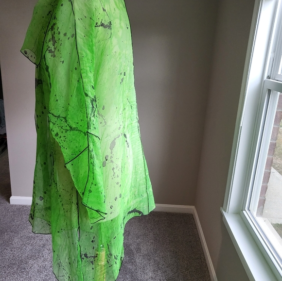 Paul Sisti Lime Green/Black with Black Piping Sheer Jacket/Topper (One Size) - Picture 10 of 16